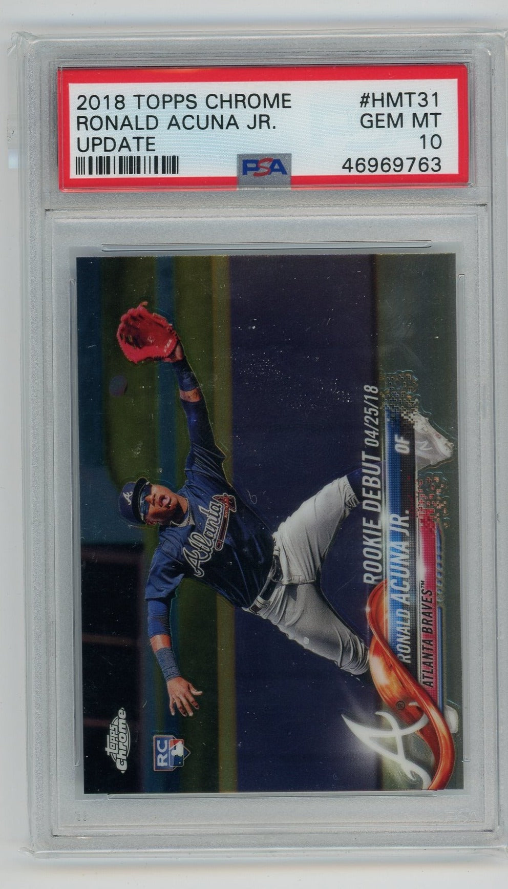 2018 Topps Chrome Update Rookie Debut Ronald Acuna Jr. PSA 10