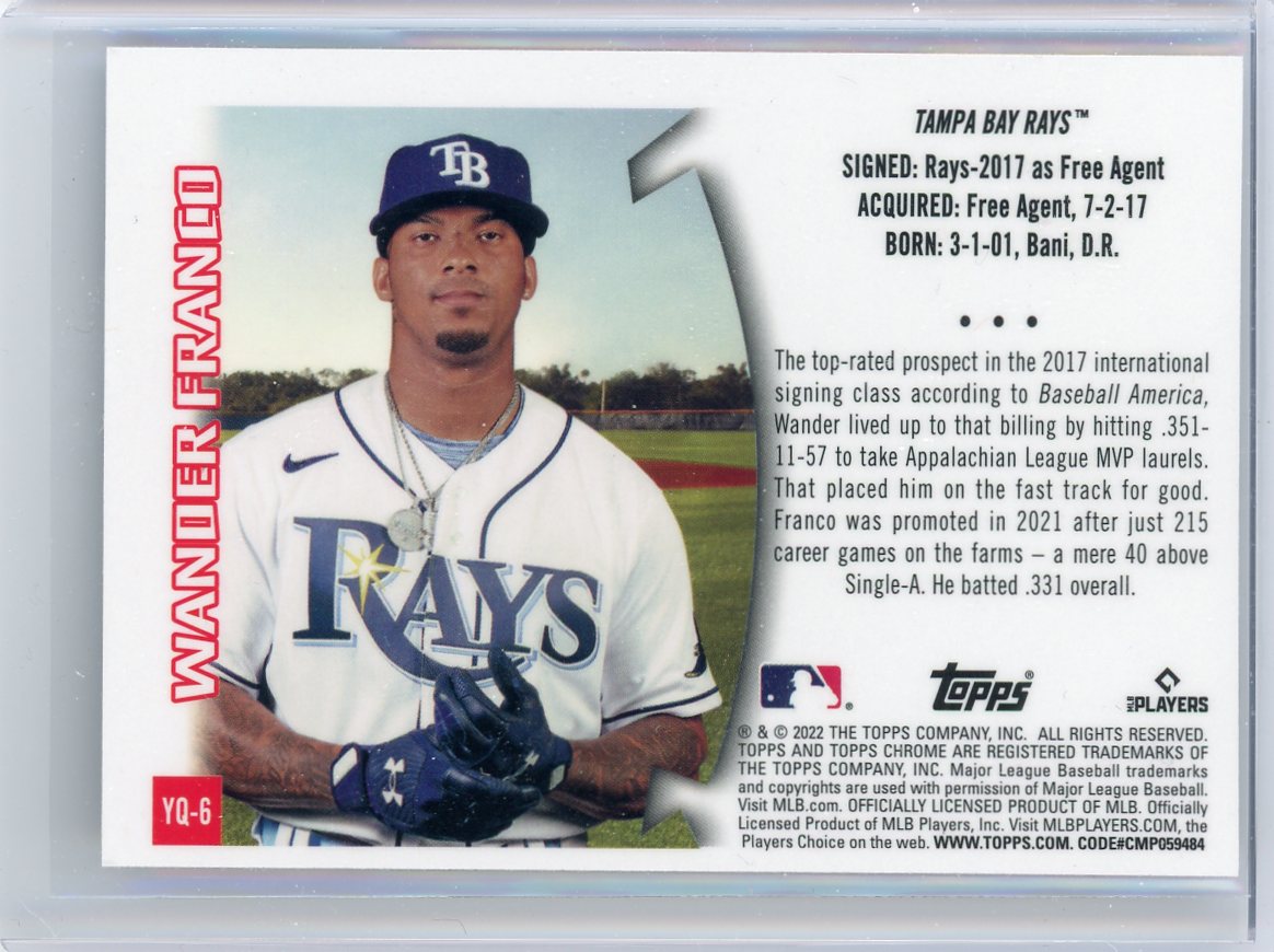 Wander Franco 2022 Topps Chrome Sonic Youthquake rookie card