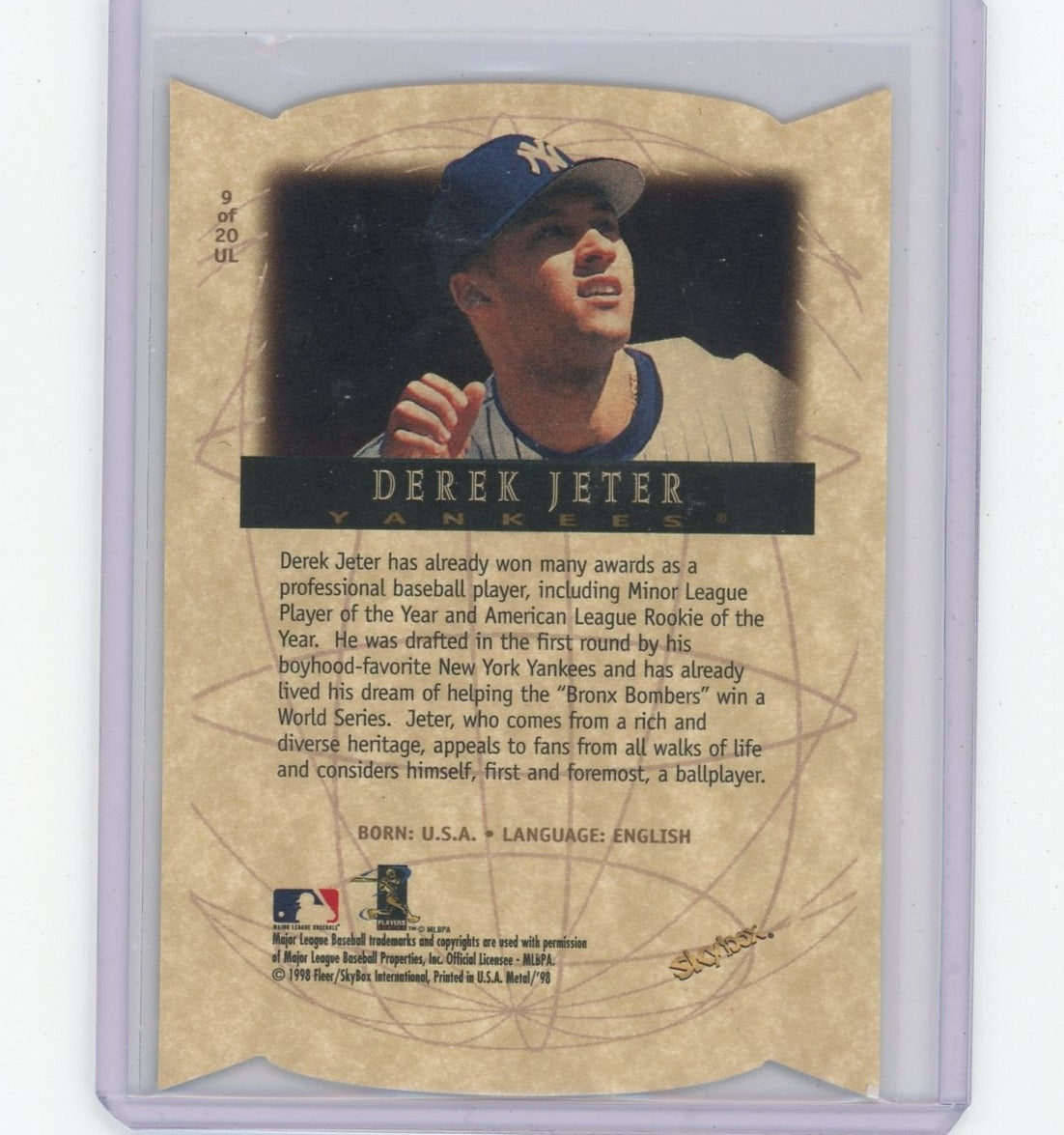 Derek Jeter 1998 Fleer SkyBx Metal Universe Universal Language die-cut #9 of 20