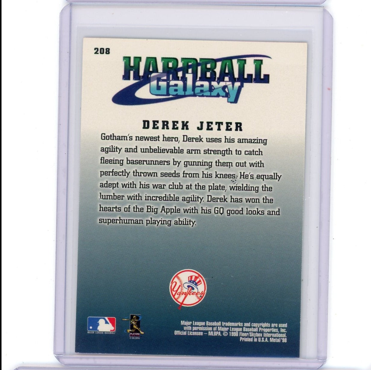 Derek Jeter 1998 Fleer SkyBx Metal Universe Hardball Galaxy #208