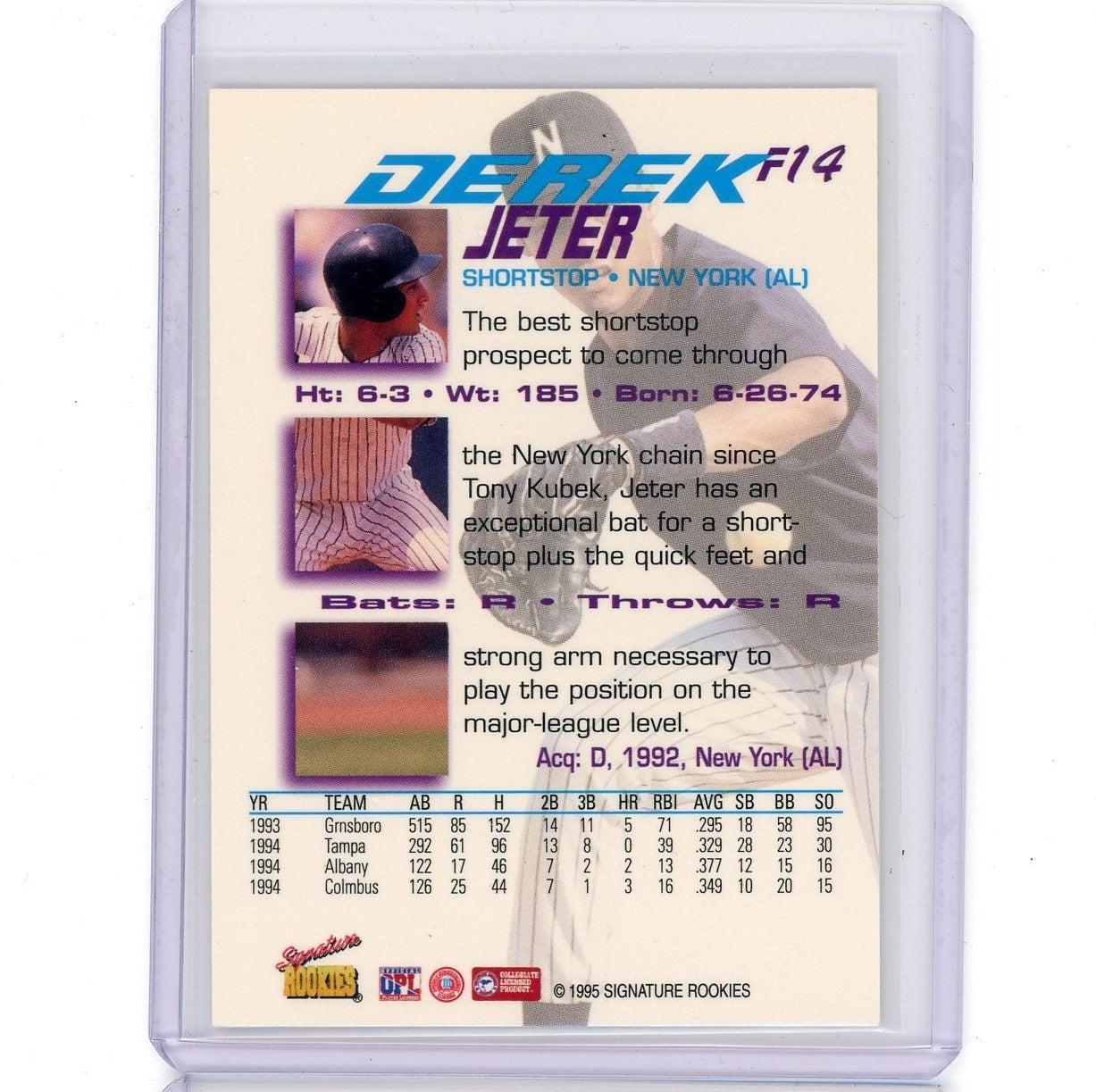 Derek Jeter 1995 Signature Rookies Sr Force #'d /6,000