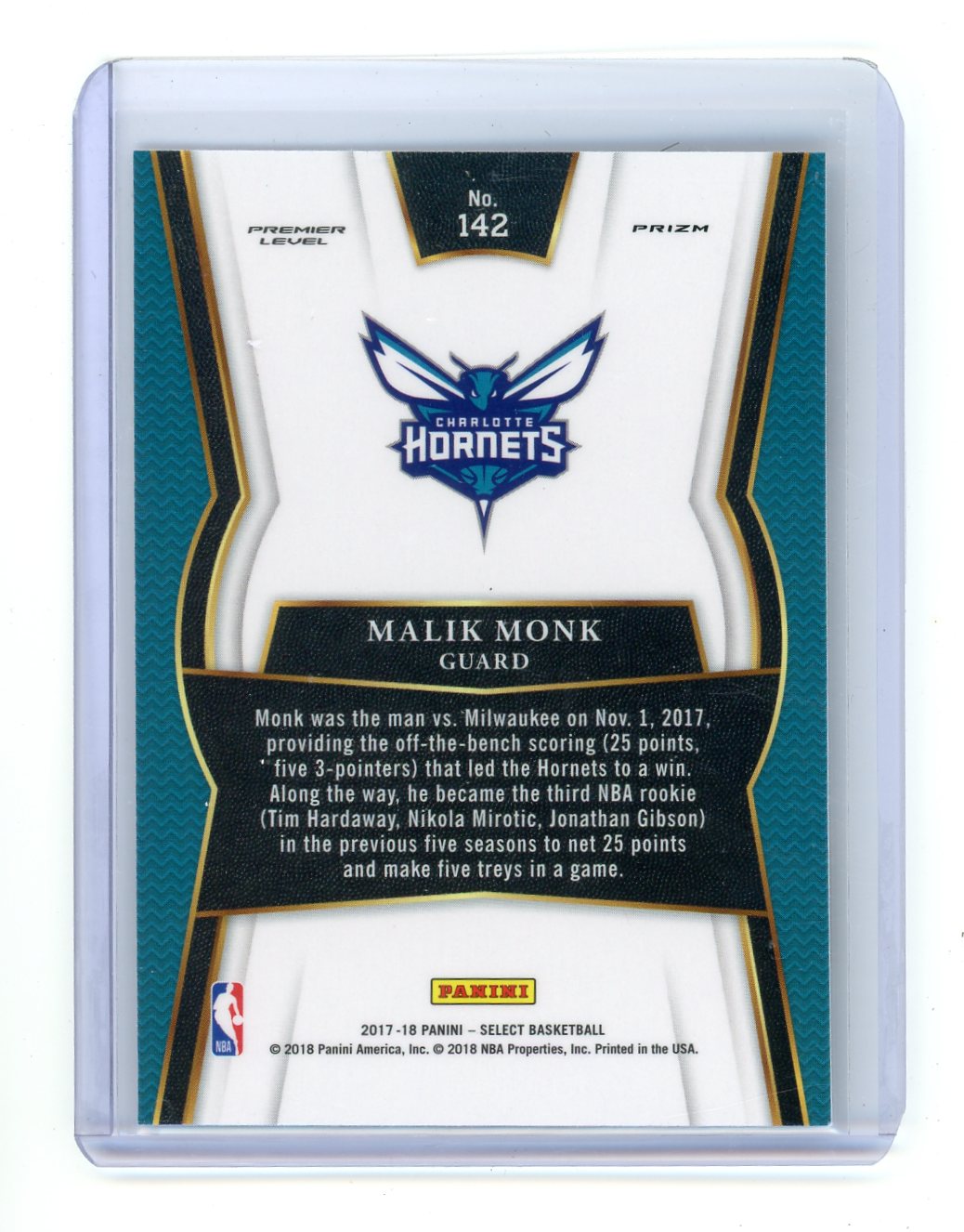 Malik Monk  2017-18 Panini Select Premier Level Scope Prizm