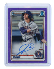 Jordan Brewer 2020 Topps 1st Bowman Chrome purple refractor auto #'d 014/250