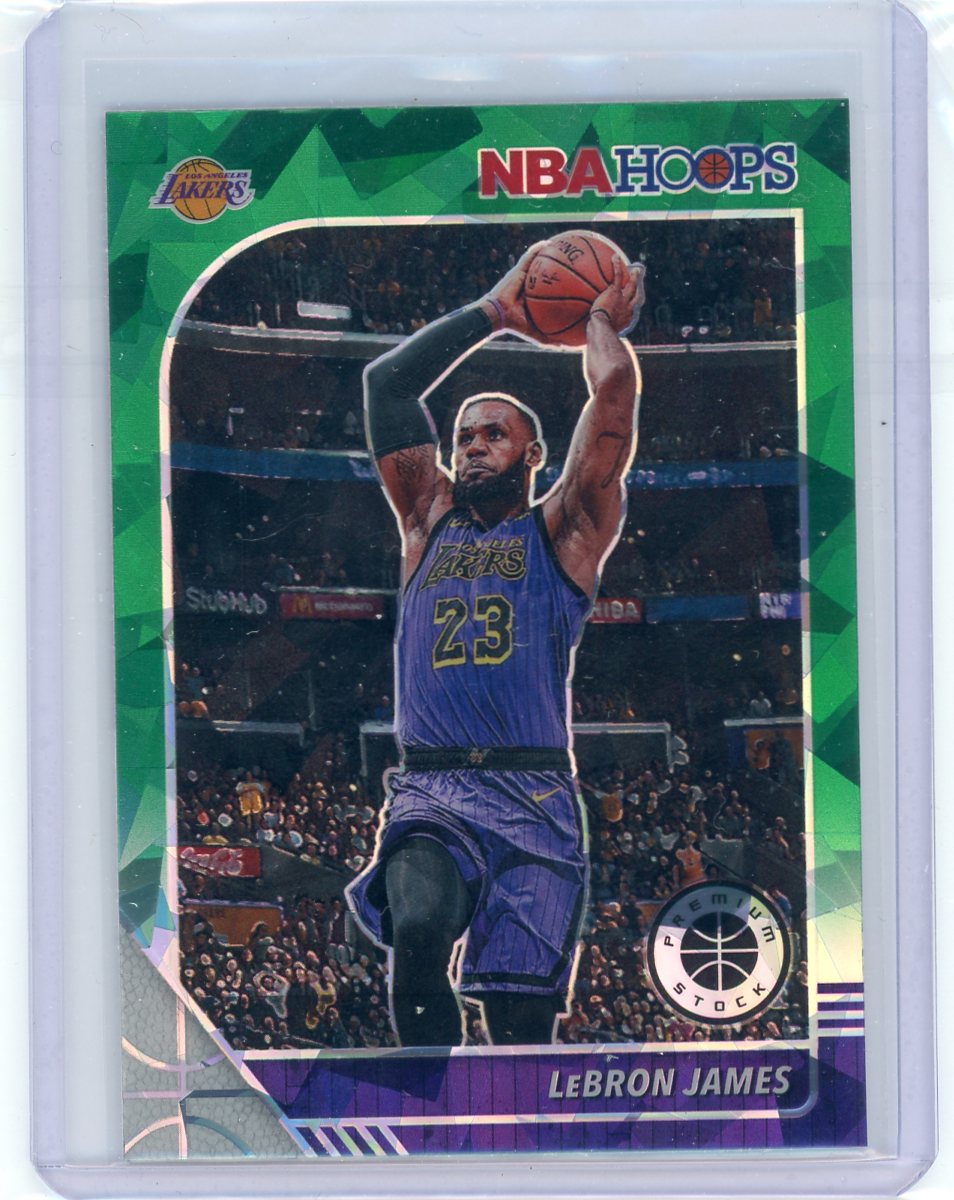 LeBron James 2019-20 Panini NBA Hoops Premium Stock Green Cracked Ice Prizm