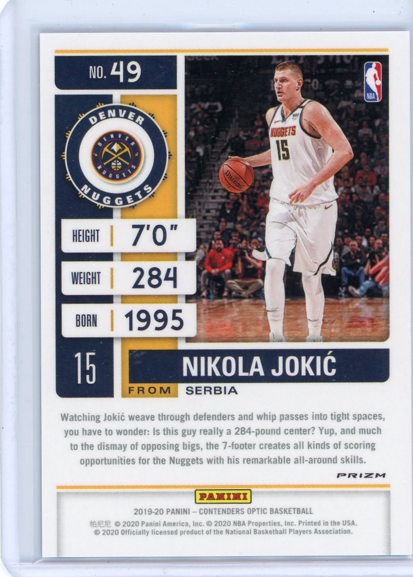 Nikola Jokic 2019-20 Panini Optic Contenders silver prizm