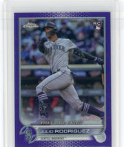 Julio Rodriguez 2022 Topps Chrome Update Debut purple refractor rookie card