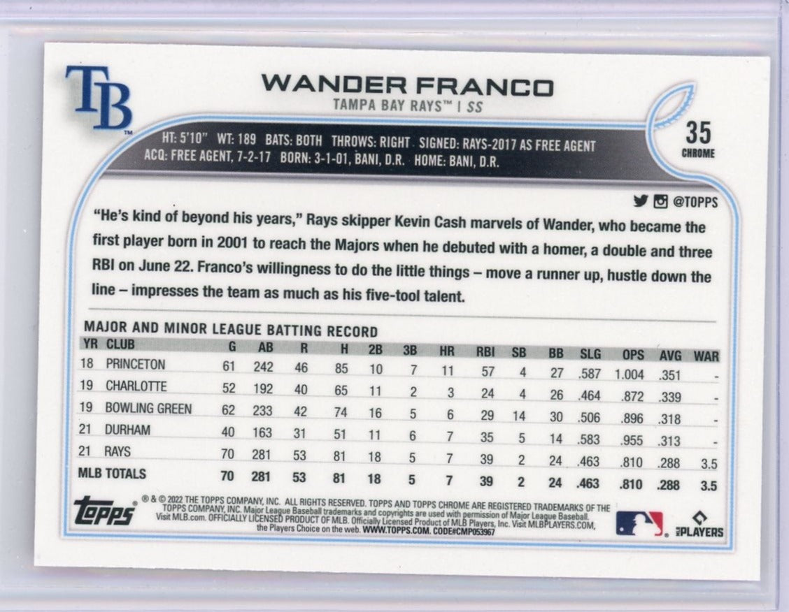 Wander Franco 2022 Topps Chrome pink refractor rookie card