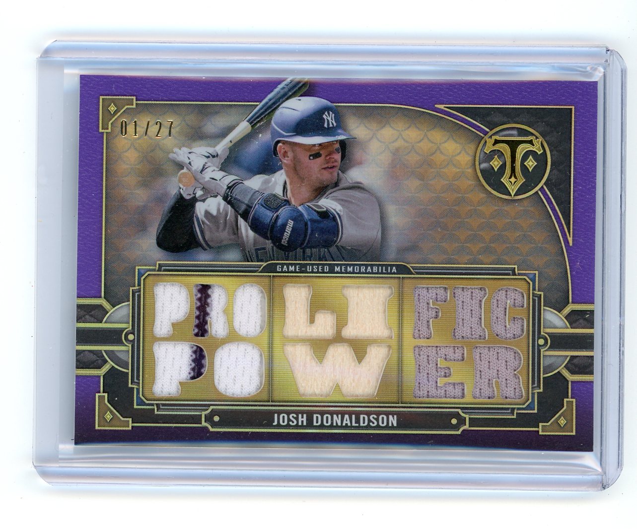 Josh Donaldson 2022 Topps Triple Threads "Prolific Power" bat/jersey relic purple #'d 01/27
