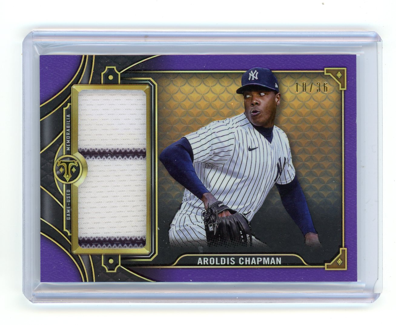 Aroldis Chapman 2022 Topps Triple Threads game-used jumbo relic purple #'d 10/36
