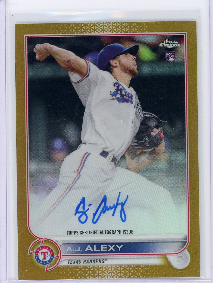 A.J. Alexy 2022 Topps Chrome gold refractor autograph rookie card #'d 41/50