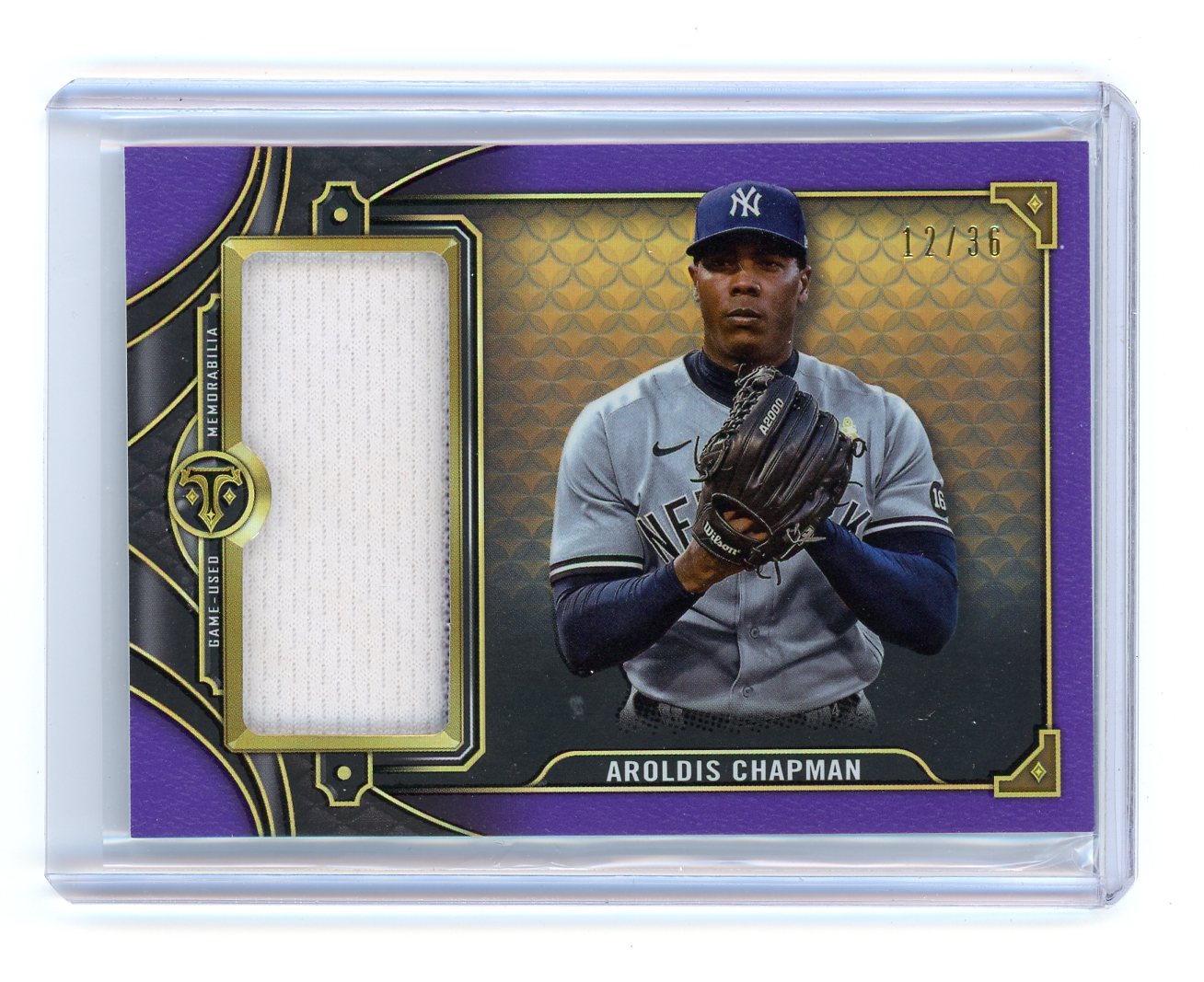 Aroldis Chapman 2022 Topps Triple Threads game-used jumbo relic purple #'d 12/36