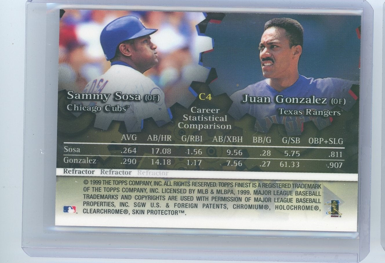 Juan Gonzalez / Sammy Sosa 1999 Topps Finest refractor #C4
