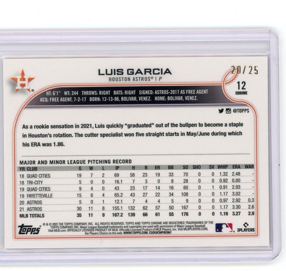 Luis Garcia 2022 Topps Chrome orange refractor #'d 20/25