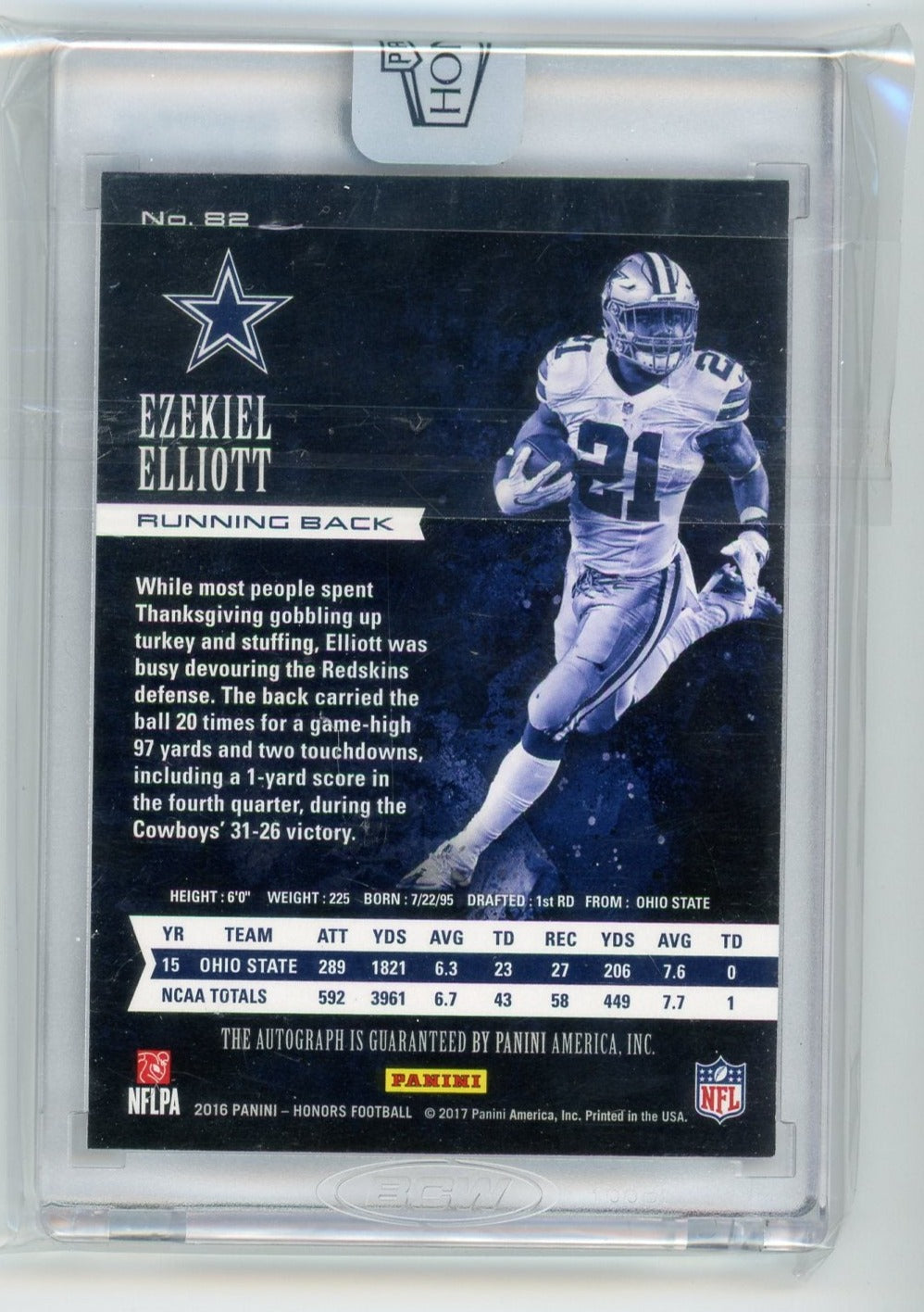 Ezekiel Elliot 2016 Panini Honors Auto 30/75