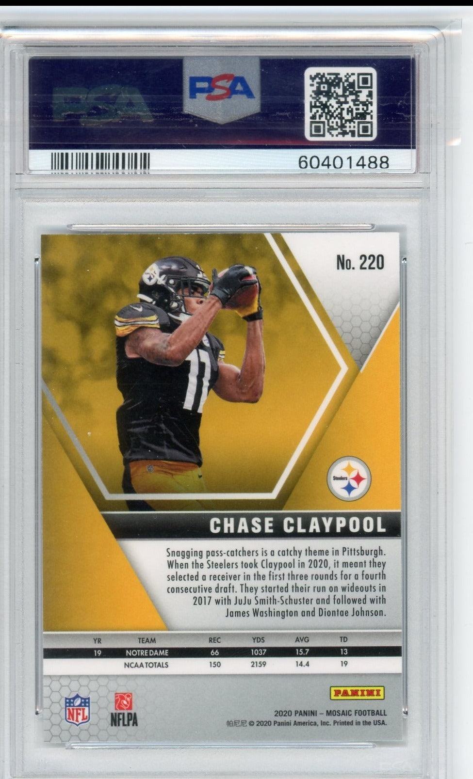 Chase Claypool 2020 Panini Mosaic rookie card PSA 9