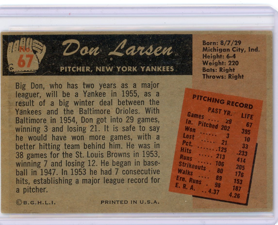 Don Larsen 1955 Bowman #67