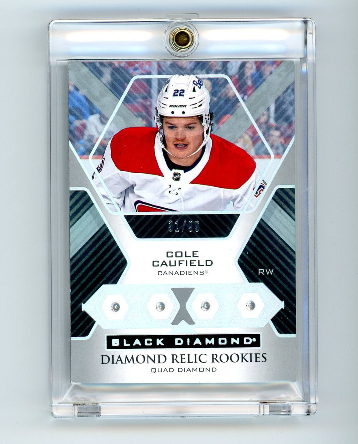 Cole Caufield 2022 Upper Deck Black Diamond Quad Diamond Relic Rookies #'d 31/99