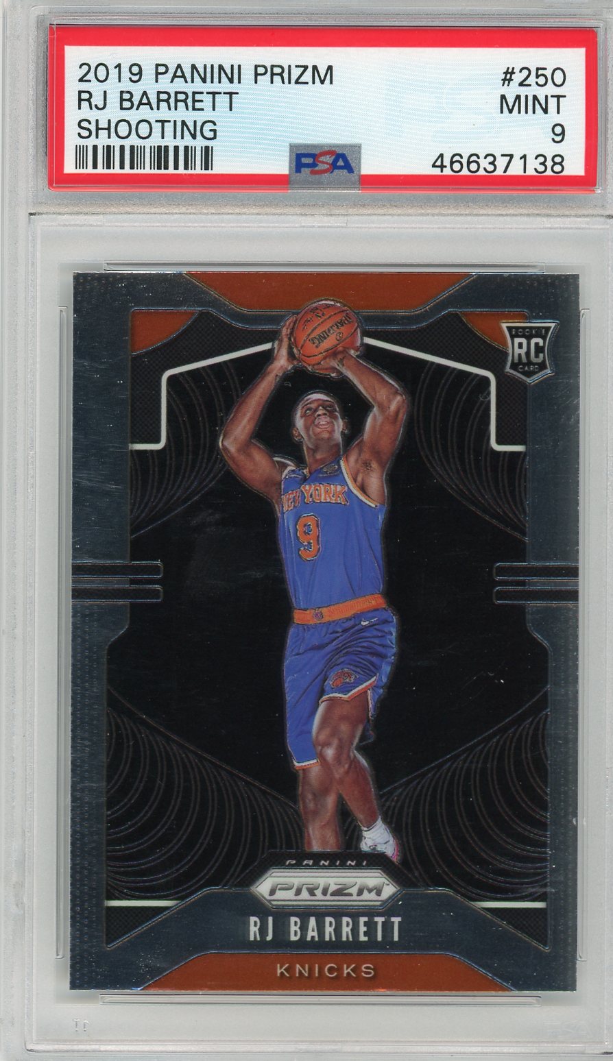 RJ Barrett 2019 Panini Prizm (shooting variation) rookie card PSA 9