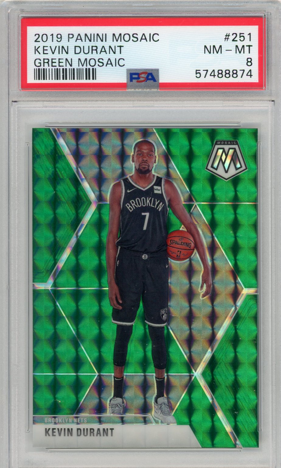 Kevin Durant 2019 Panini Mosaic Green Mosaic PSA 8 – Piece Of The Game