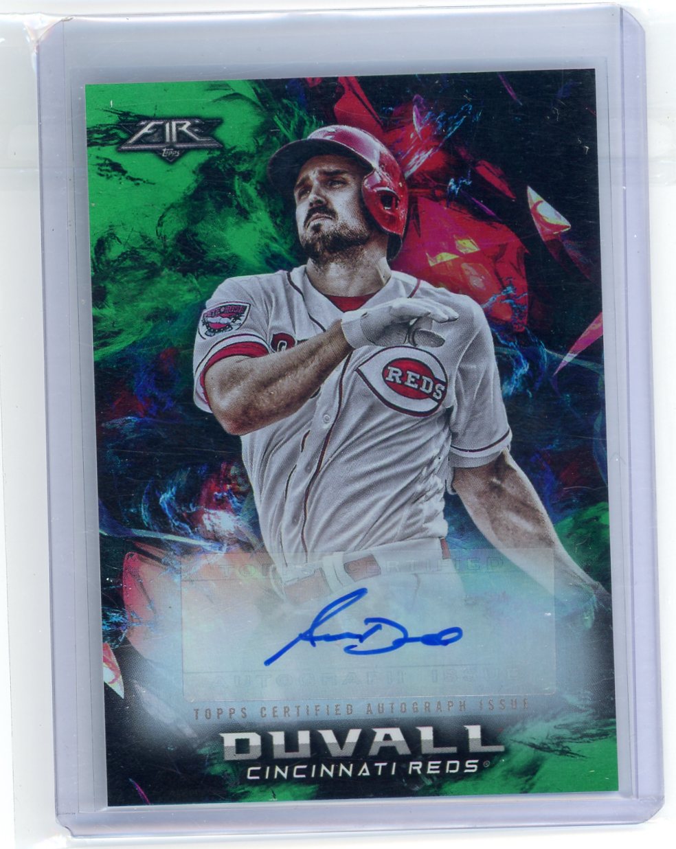 Adam Duvall 2018 Topps Fire autograph green #'d 41/75