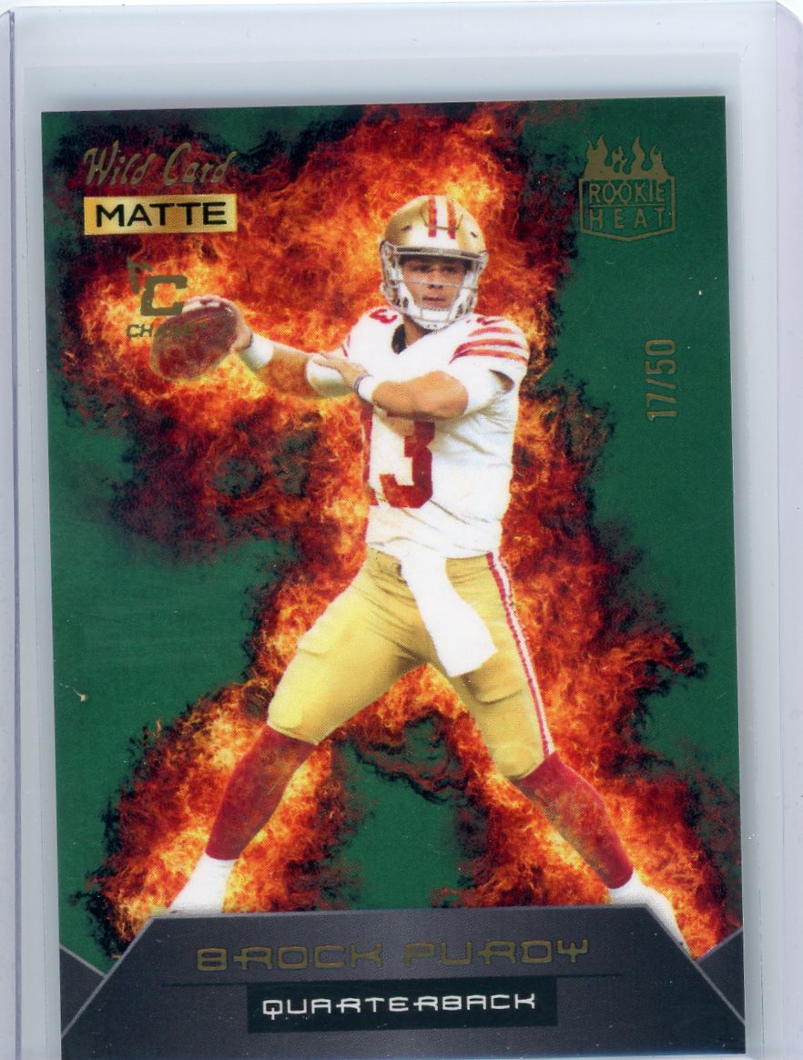Brock Purdy 2022 Wild Card Matte Rookie Heat Green/Orange #'d 17/50