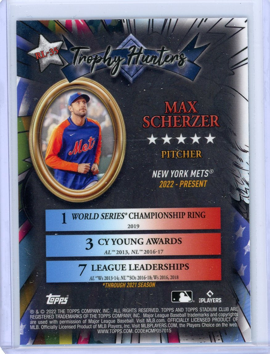 Max Scherzer 2022 Topps Stadium Club Chrome Trophy Hunters