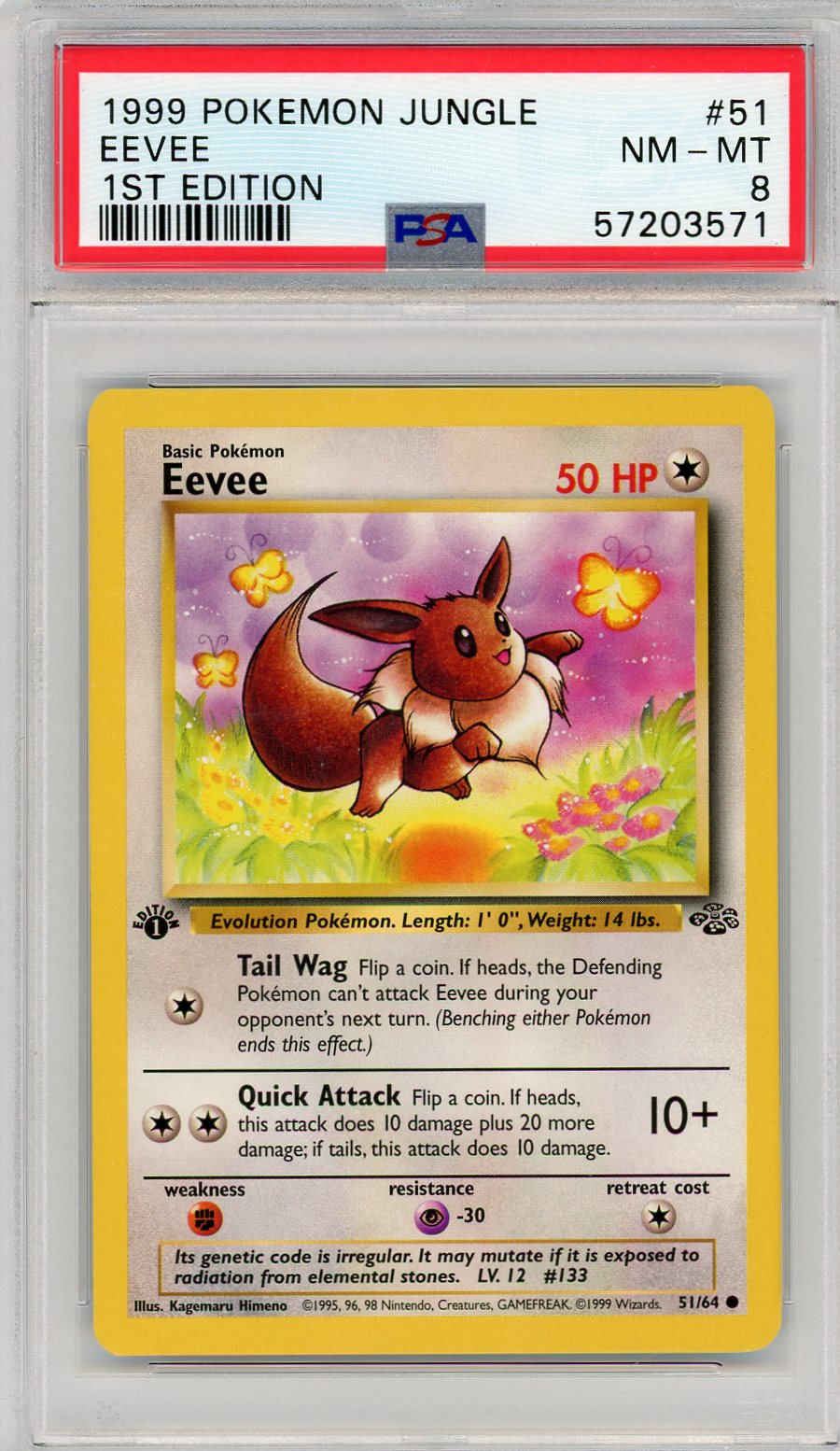 Eevee 1999 Pokemon Jungle 1st Edition PSA 8