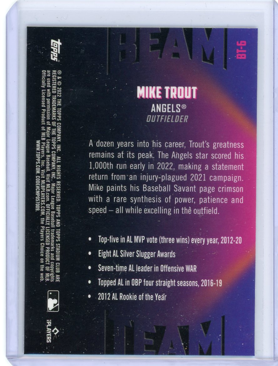 Mike Trout 2022 Topps Stadium Club Chrome Beam Team