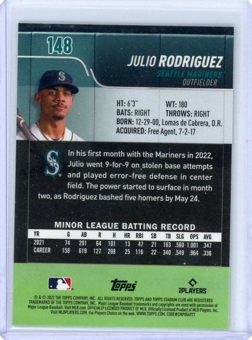 Julio Rodriguez 2022 Topps Stadium Club Chrome rookie card