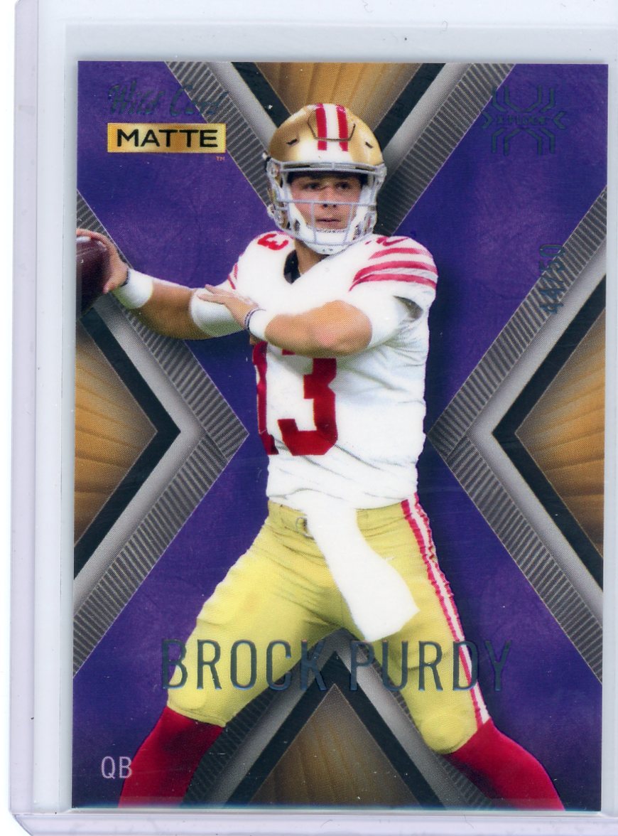 Brock Purdy 2022 Wild Card Matte X-Plode Gold/Purple #'d 44/50