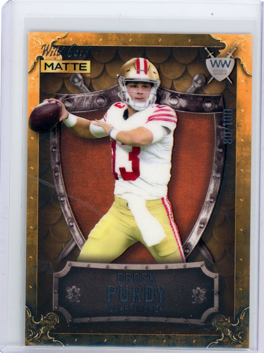 Brock Purdy 2022 Wild Card Matte Gold/Gold/Orange #'d 80/100