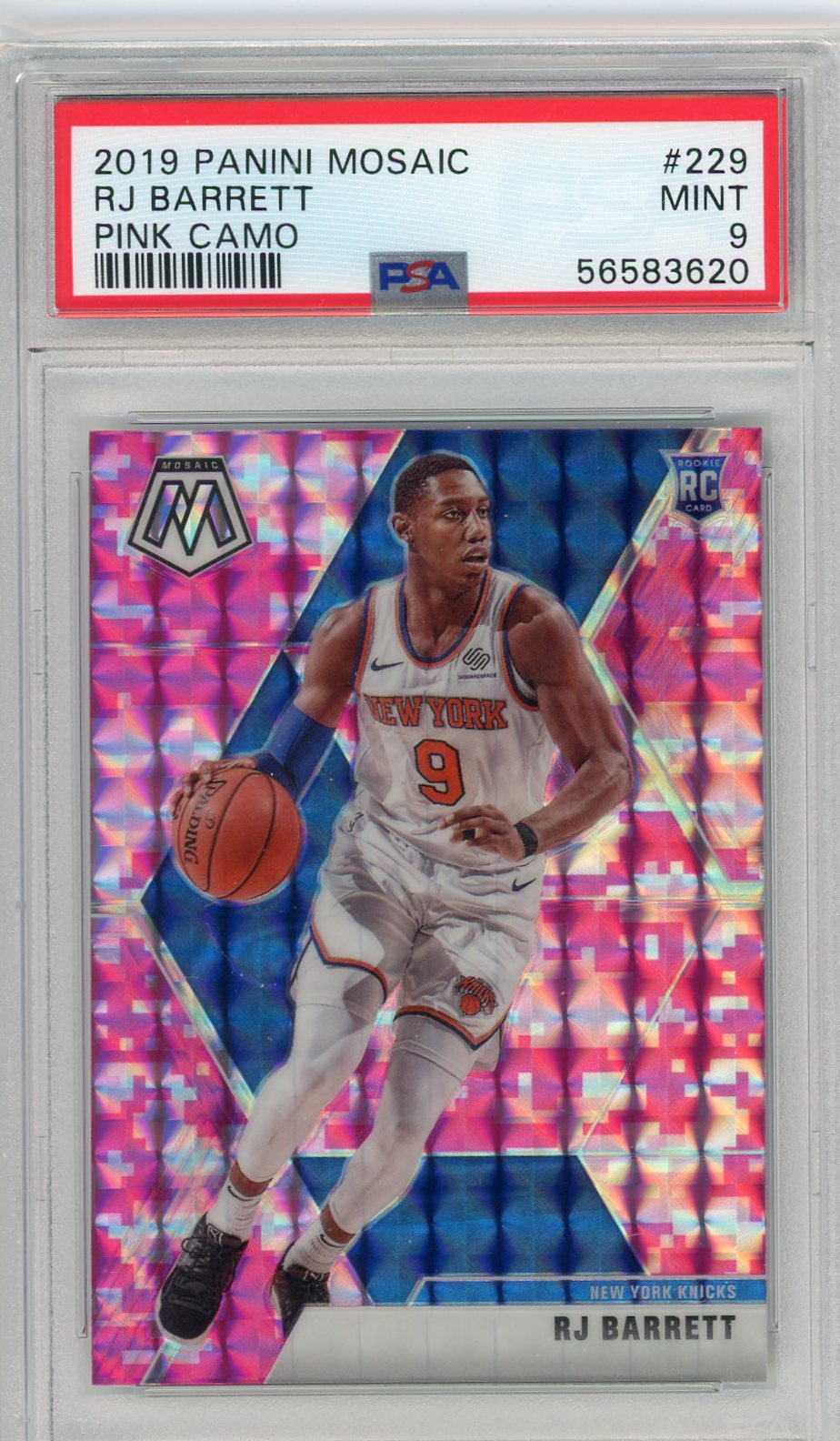 RJ Barrett 2019 Panini Mosaic Pink Camo rookie card PSA 9