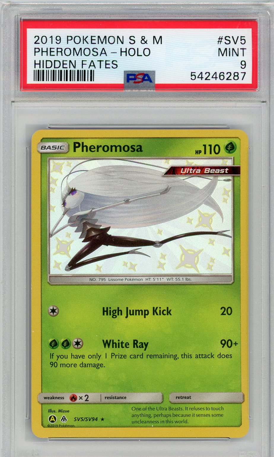 Pheromosa Holo Hidden Fates 2019 Pokémon SM PSA 9