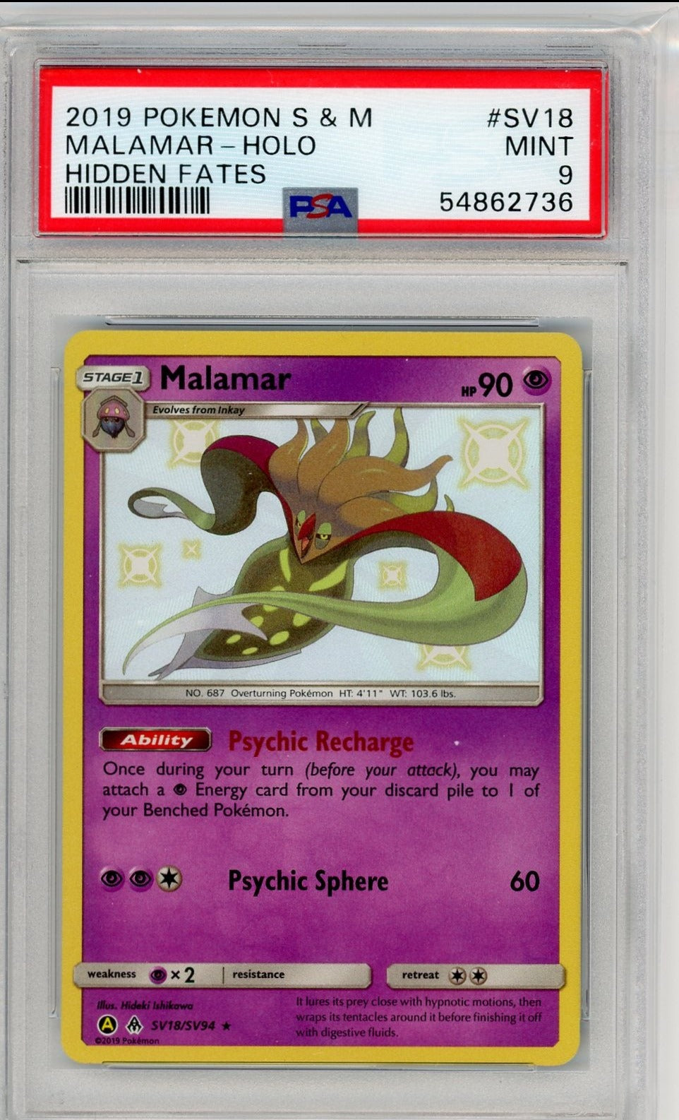 Malamar Holo Hidden Fates 2019 Pokmon SM PSA 9 Piece Of The Game Malamar Holo Hidden Fates 2019 Pokmon SM PSA 9 Piece Of The Game