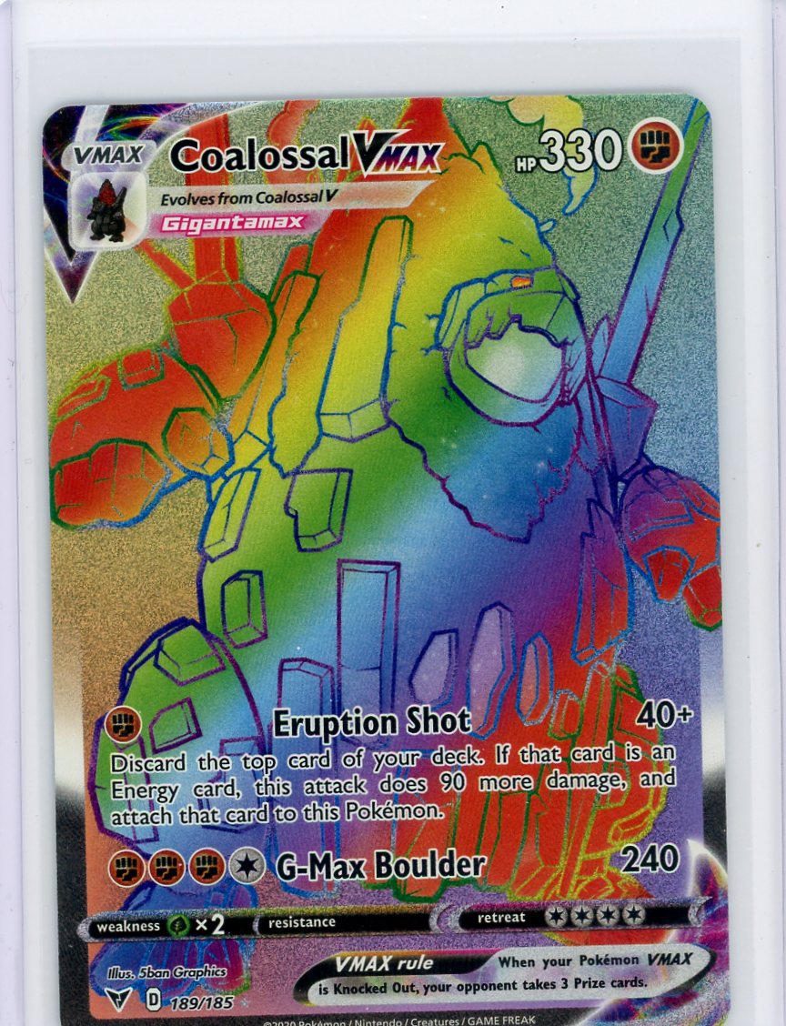 Coalossal VMAX Secret Rare holo 2020 Pokmon 189/185 Coalossal VMAX Secret Rare holo 2020 Pokmon 189/185