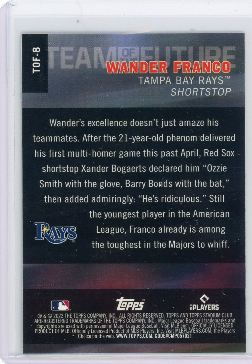 Wander Franco 2022 Topps Stadium Club Chrome Team of the Future rookie card