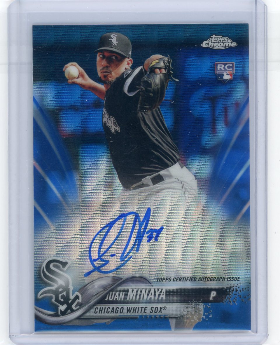 Juan Minaya 2018 Topps Chrome Blue Wave Refractor autograph rookie card #'d 013/150