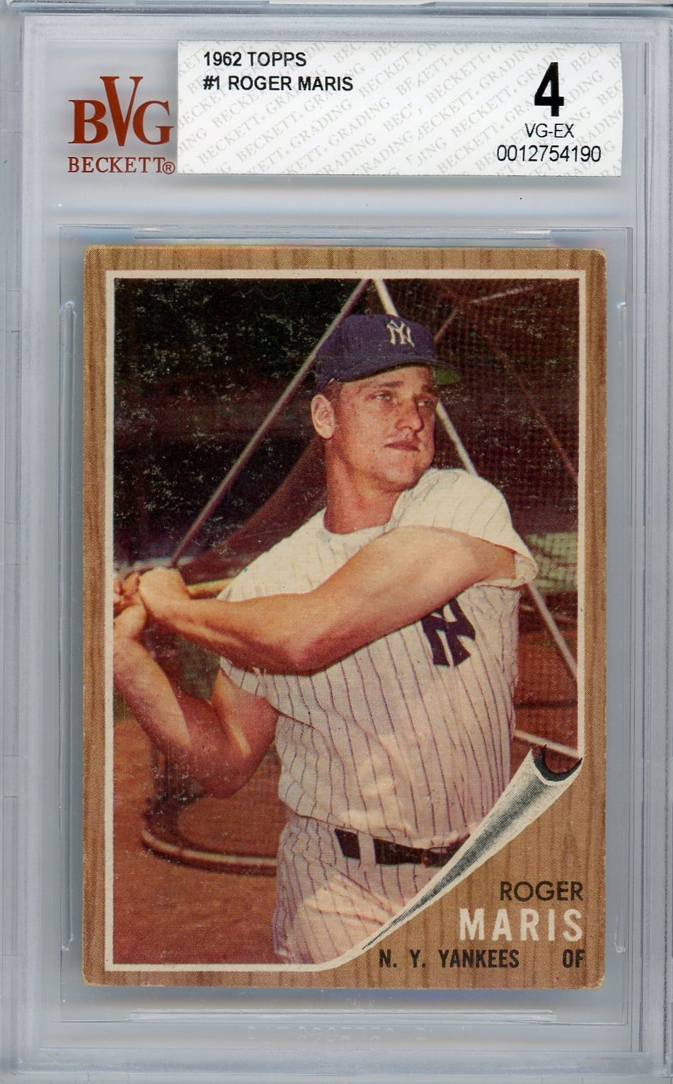 1962 Topps Regular (Baseball) Card# 1 roger maris of the New York