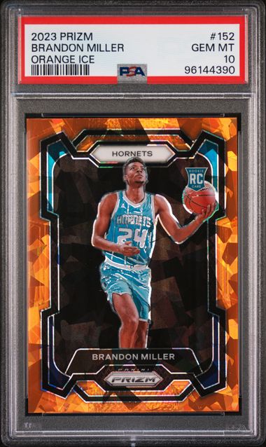 Brandon Miller 2023 Panini Prizm Orange Ice prizm rookie card PSA 10