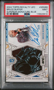 Bruce Buffer 2024 Topps Royalty Superior Signature Patch Autograph Blue #’d 21/25 PSA 9