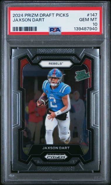 Jaxson Dart 2024 Panini Prizm Draft Picks Rated Prospect PSA 10