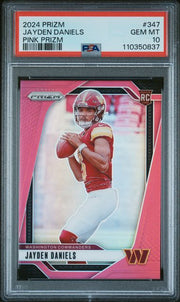 Jayden Daniels 2024 Panini Prizm pink prizm rc PSA 10