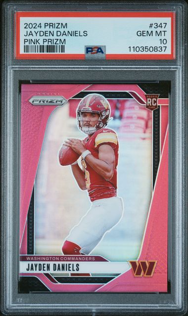 Jayden Daniels 2024 Panini Prizm pink prizm rc PSA 10