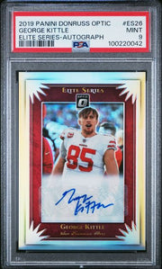George Kittle 2019 Panini Donruss Optic Elite Series autograph #'d 46/50 PSA 9