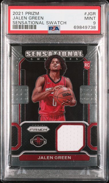 Jalen Green 2021 Panini Prizm Sensational Swatch relic rookie card PSA 9