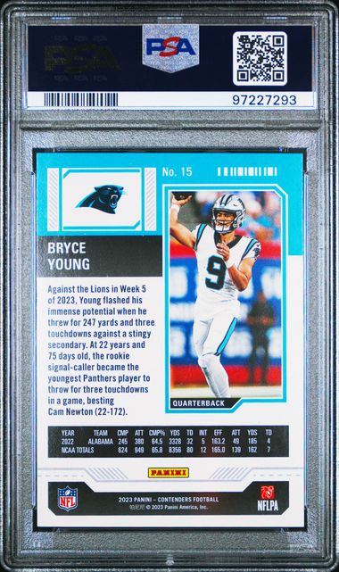 Bryce Young 2023 Panini Contenders Playoff Ticket RC #'d 140/199 PSA 9