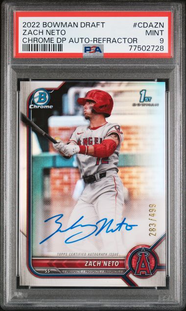 Zach Neto 2022 Bowman Draft Chrome Draft Pick 1st Auto Refractor 
