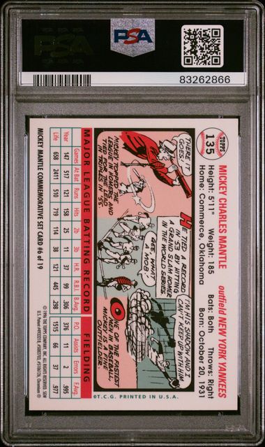 Mickey Mantle 1996 Topps Mantle Commemorative Set '56 Refractor w/ Coating PSA 9