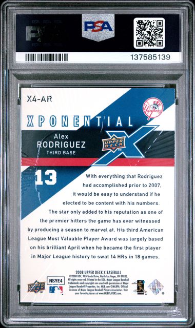 Alex Rodriguez 2008 Upper Deck XPonential 4 PSA 10