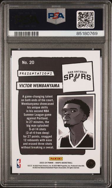 Victor Wembanyama 2023 Panini NBA Hoops Presentations PSA 10